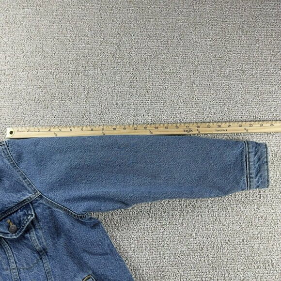Levi's Sherpa Collar Denim Trucker Jacket Blue Women's Size 1X - Picture 7 of 8